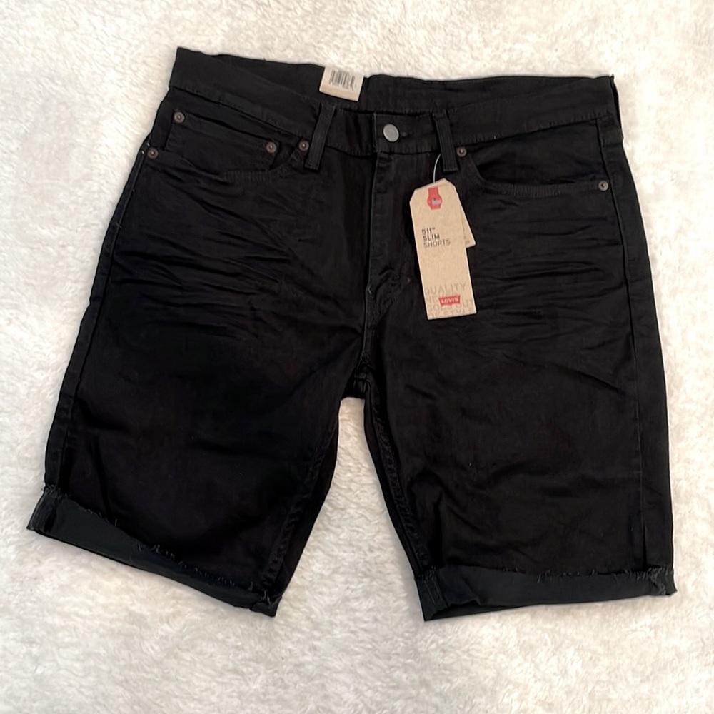 LEVI’S 511 slim shorts 34 black jean shorts BNWT